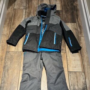 Kids Gray and Black snow pants and jacket